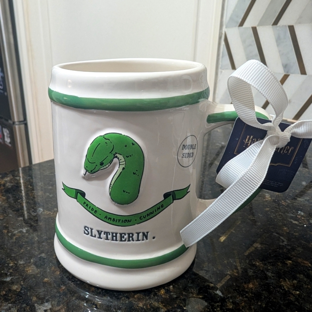 Rae Dunn Harry Potter Slytherin Ceramic Mug Stein | NWT | Double-Sided